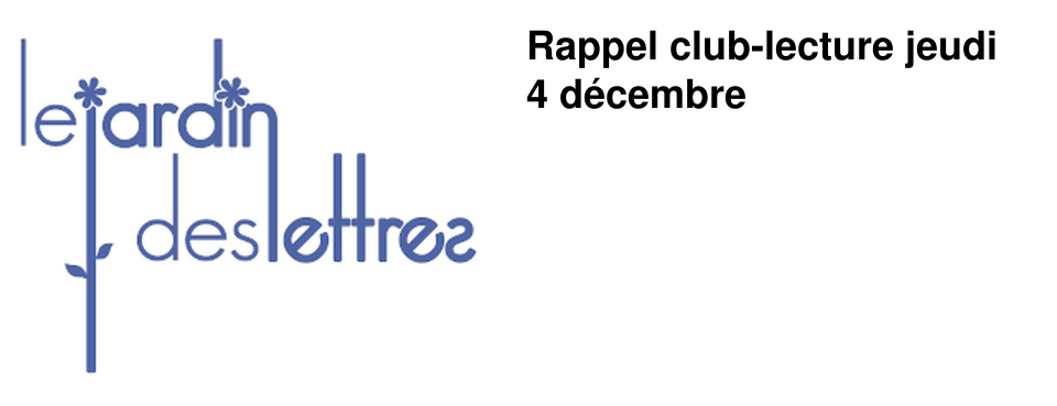 Rappel club-lecture jeudi 4 d�cembre